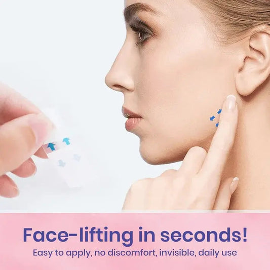 Instant facelift with Avoxzy V Face Lifting Adhesive Tape.