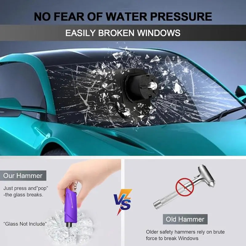 3-in-1 Car Safety – Window Breaker, Seatbelt Cutter & Hammer Kit for Escape AVOXZY