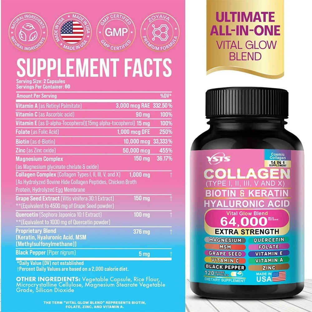Collagen Booster Formula: Reveal Brighter, Younger Skin with Advanced Hair & Nail Support