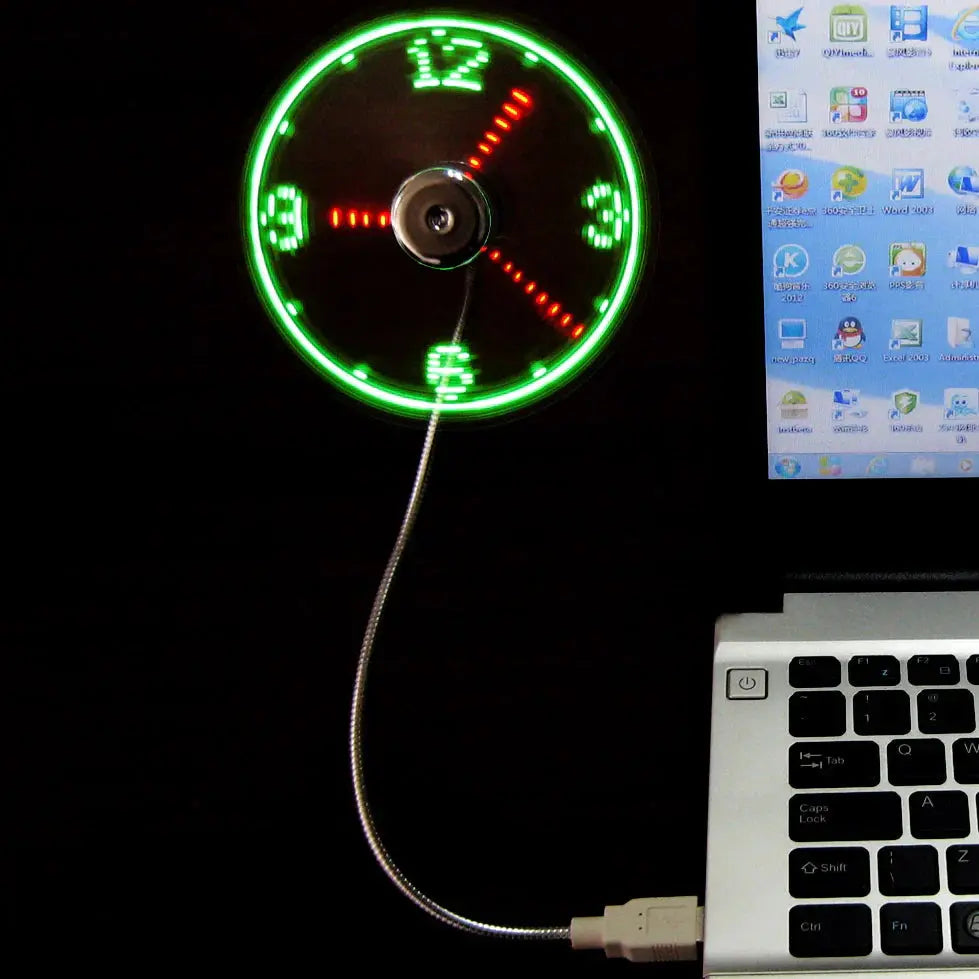 Mini Clock Fan - USB-Powered Cooling with LED Time Display