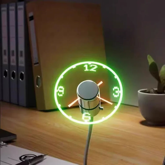 Mini Clock Fan - USB-Powered Cooling with LED Time Display