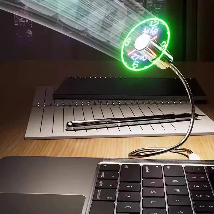 Mini Clock Fan - USB-Powered Cooling with LED Time Display