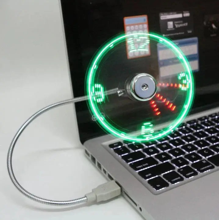 Mini Clock Fan - USB-Powered Cooling with LED Time Display
