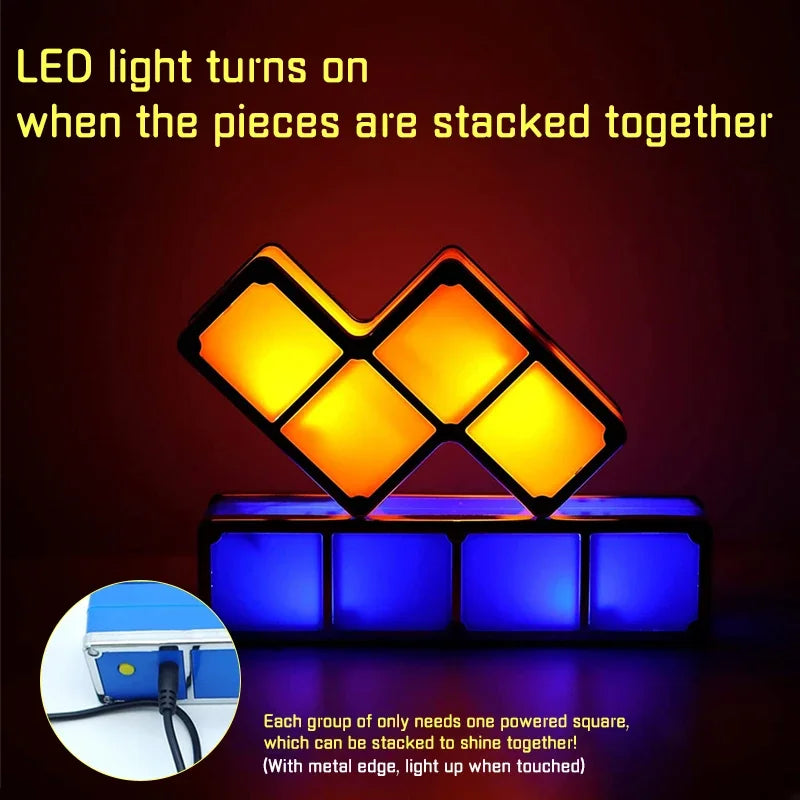 7-Color DIY Tangram LED Lamp – Puzzle Desk Lamp for Kids & Teens