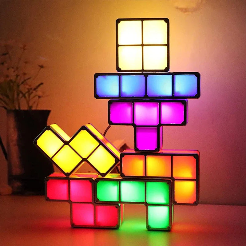 7-Color DIY Tangram LED Lamp – Puzzle Desk Lamp for Kids & Teens