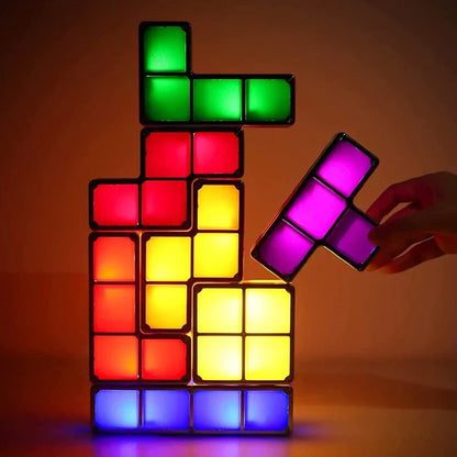 7-Color DIY Tangram LED Lamp – Puzzle Desk Lamp for Kids & Teens